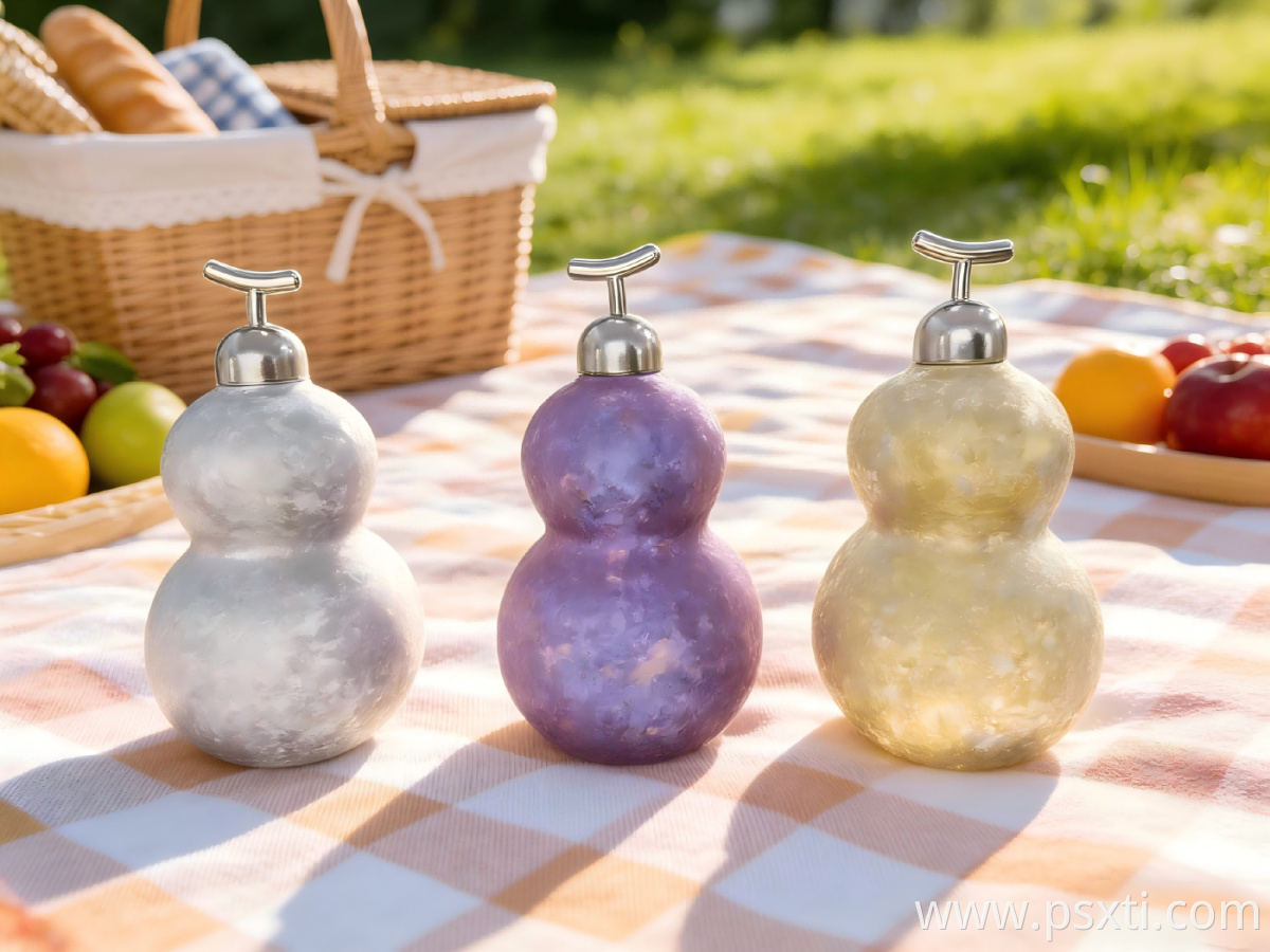 Icy Floral Gourd Shaped Pure Titanium Kettle