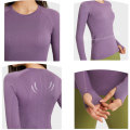 Ribbed Women&#39;s Sports Fitness Base Layer långärmad