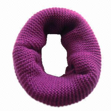 Purl Stitch Snood Scarf, Made of 100% Acrylic, Measures 35x60cm