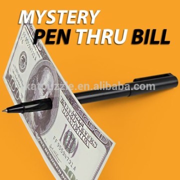 Close up magic trick Pen Through Bill penetration pen trick