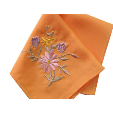 Hand Embroidery Floral Silk Handkerchief Vintage Flower