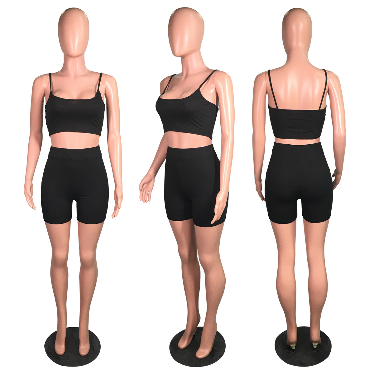 H85 2020 Summer Two Piece Set Snack Shorts Jogger Outfits Women Clothing 2 Piece Biker Short Set Women