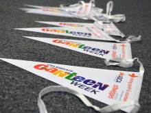 orange custom printed safety pennants flags