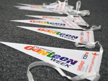 orange custom printed safety pennants flags