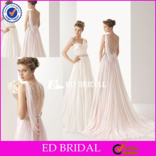 XL444 designer engagement one chiffon backless floor length sweep train spanish style wedding dresses