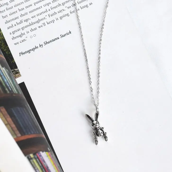 2020 Real 925 Sterling Silver Choker Necklace Women Rabbit Beads Chain Pendant Necklaces Hip Hop Jewellery
