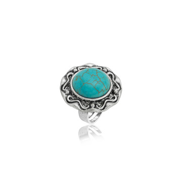 Women's Fashion Round Zircon Synthetic-Turquoise Ring