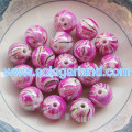 Breloques en plastique acrylique Tie Dye AB Swirl Round Gumball Beads