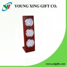 promotion gift wooden table clock with thermometer and hygrometer