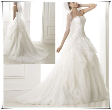 2015 Vestido De Noiva Organza Ruffle Wedding Dresses Fashion Bridal Gown