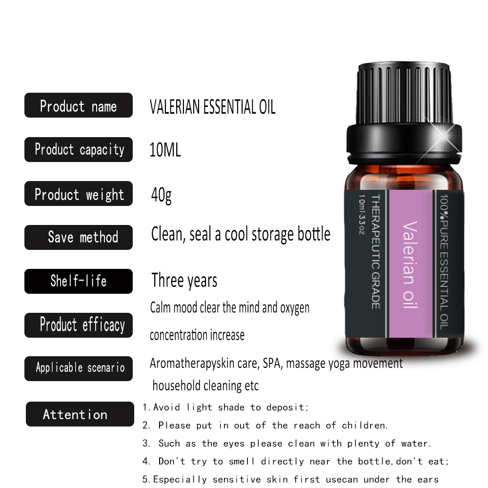 Pure Natural Valerian Essential Oil para aromaterapia cosmética