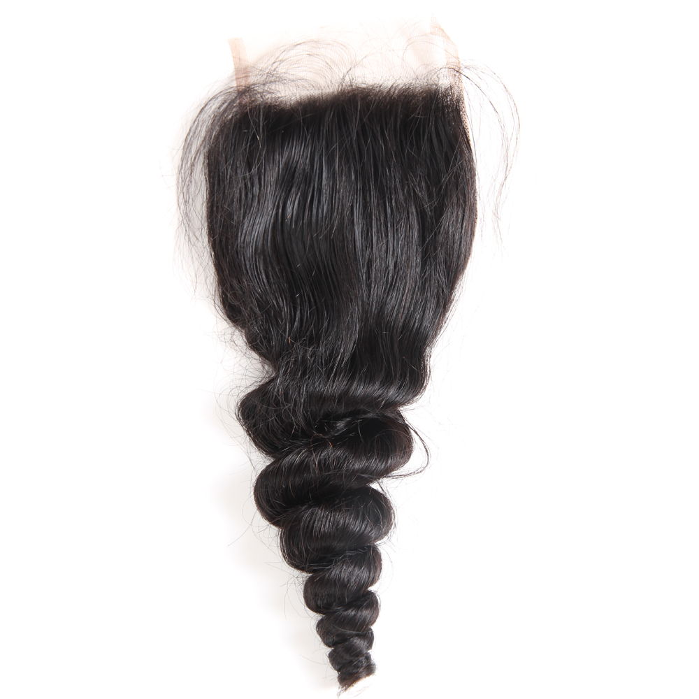 Single Donor Good Price Cuticle Aligned Brazilian Human Hair Loose Wave 44 Lace Closure In Stock