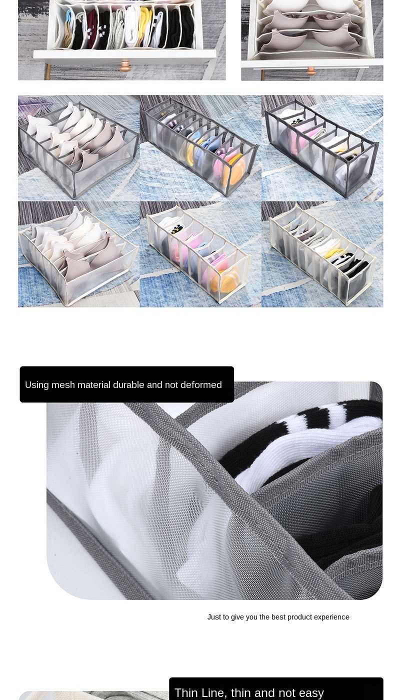 Underwear Storage Boxed Socks Artifact Bra Underwear Drawer-Type Separated Plaid Finishing Box Household