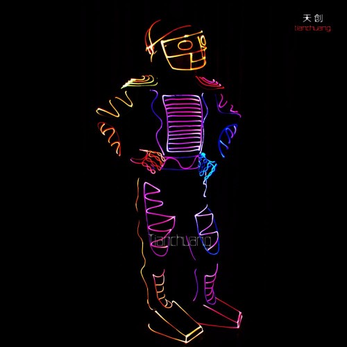 Coolest glitter luminous led robot costume made in china