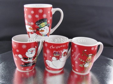 two tone glazed stoneware mug with christmas decal