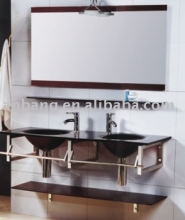 Glass vanity,glass sink,glass basin,glass wash basin,glass bowl,glass washbasin,bathroom console,sanitary furniture,vanity set
