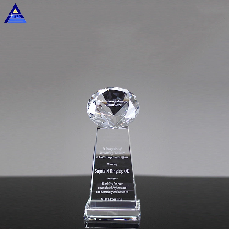 Block Black for Clear Crystal Plaques Awards Crushed Personalized Diamond Crystal Trophy