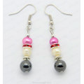 Hematite crystal round bead earring