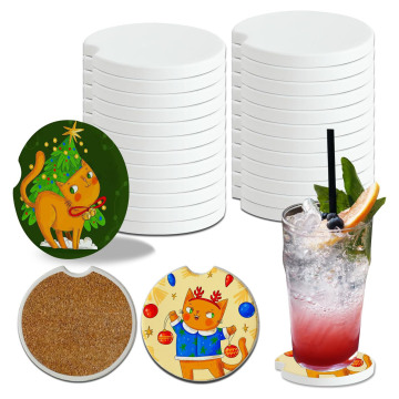 Custom Photo Text Logo Ceramic Coasters with Finger Notch