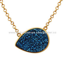 Drusy Druzy Quartz Necklace in Metallic Color with Creating a Palette