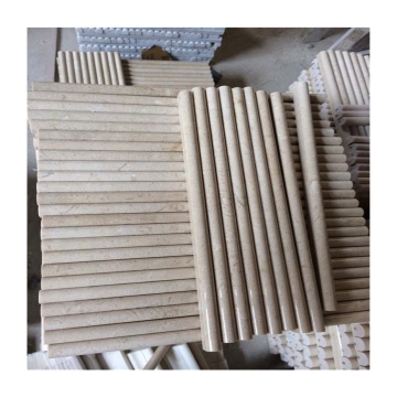 Honed Finish Pencil Beige Marble Crema Marfil for Bathroom Wall Cladding