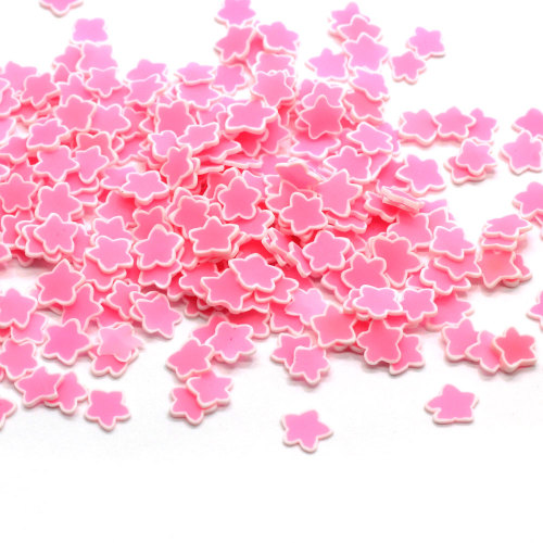 Venta al por mayor Mini Pink Star Soft Polymer Clay Slices 5mm 500g / Bag Kawaii Phone Case Rellenos Nail Sticker Bead