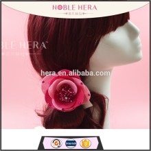 Fabric camellia flowers girls broad hair ties elastic hair band