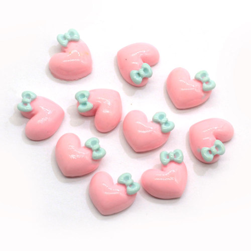 100pcs Flat Back Resin Lovely Heart Bow knot Charms Craft Scrapbook DIY Art Decor Pendant Earring Necklace Jewelry Ornaments