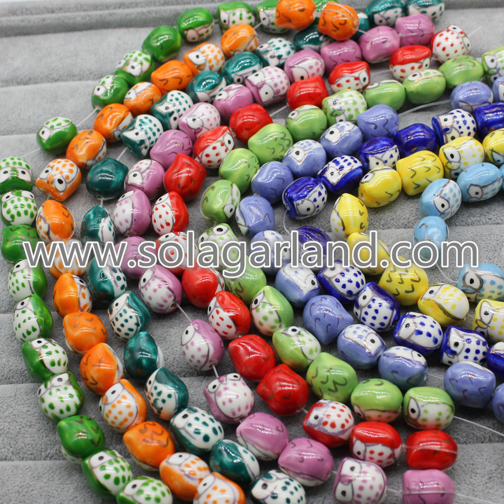 Owl Patterns Ceramic Beads