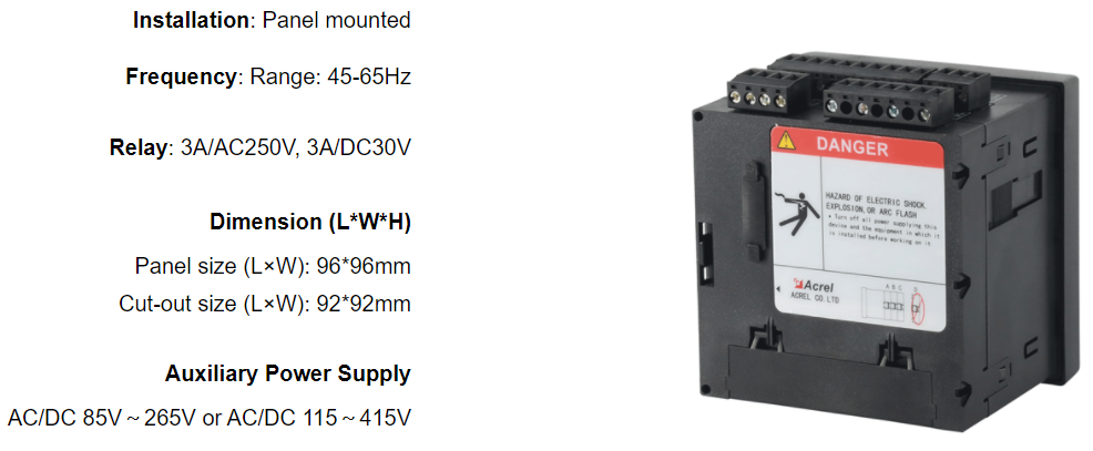 digital panel mount analyzer energy meter