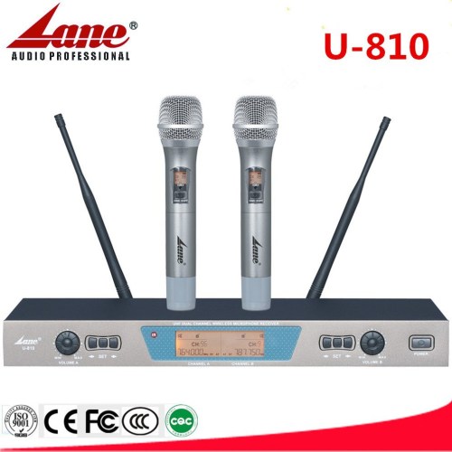 Lane PLL UHF wireless microphone with LCD display for Karaoke U-810