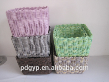 HANDMADE PLASTIC WOVEN STORAGE BASKETS