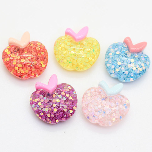 Hars Glitter Fruit Cabochon Kids Toy Decor Items 100 stks 18*20mm Leuke Miniatuur Craft Handgemaakte Craft Ornamenten