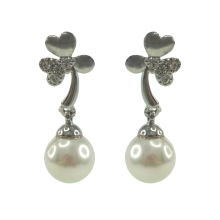 Sterling Silver Drop Earrings with Glass Pearls