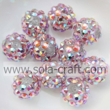 Jewelry Solid Pink Multicolor 10*12MM Resin Rhinestone Ball Beads Ornaments