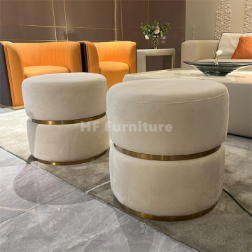 Modern Leather Round Stool for Living Room