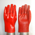 Guantes industriales de PVC de servicio pesado rojo resistentes a los guantes industriales