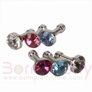 1PC Crystal Rhinestone Headset Anti Dust Ear Cap Plug Stopper Iphone4 4S