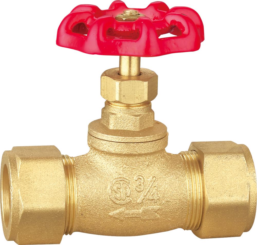 Lead Free Rough Iron Red Handwheel Brass Flow Stop Valve