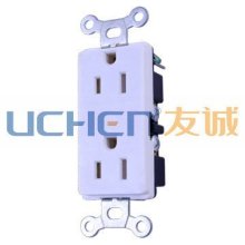 Tamper resistant duplex decora receptacles\J