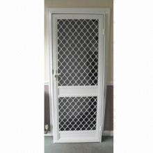 Fly screen doors with strong yet decorative security grill incorporated within frame
