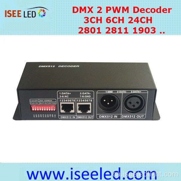 Controlador de franges LED RGB DMX PWM Decoder