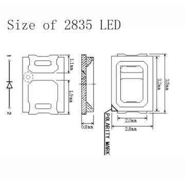 2835 Red LED SMD 0.5W Epistar Chip