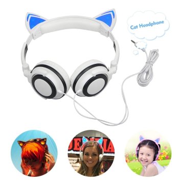 Auriculares con orejas de gato brillantes para iPhone/Android/PC/Tablet