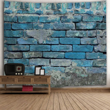 Brick Wall Tapestry blauen Stein Wandteppich Wandbehang Vintage Tapisserie Polyester Print für Wohnzimmer Schlafzimmer Home Wohnheim Dekor