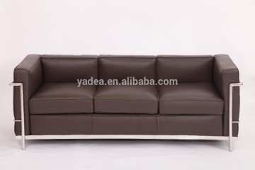 Luxury living room sofa aniline leather 3 seater sofa set LC2 sofa