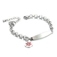 Personalized Stainless Steel Medical Alert Bracelet with Heart Tag