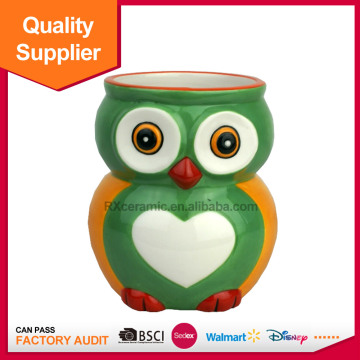 Handpainted craft gifts porcelain owl office mug