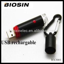 USB rechargeable aluminum led pocket torch light with keychain