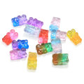 Glitter Resin Flat Back Bear Sztuczne zwierzę Gradient Gummy Bear Charms na akcesoria do włosów Ozdoba etui na telefon